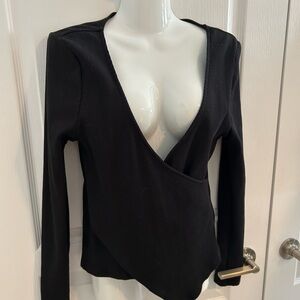 Topshop Black Wrap Top